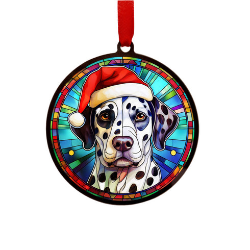 Dalmatian in Santa Hat Suncatcher Decoration